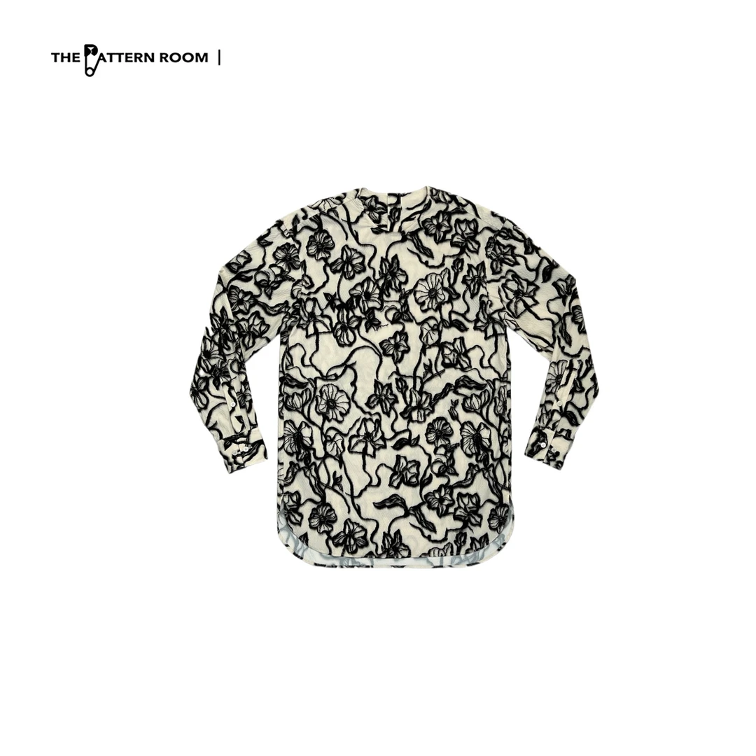 The pattern room | 高级感立体手绘黑白花朵衬衫