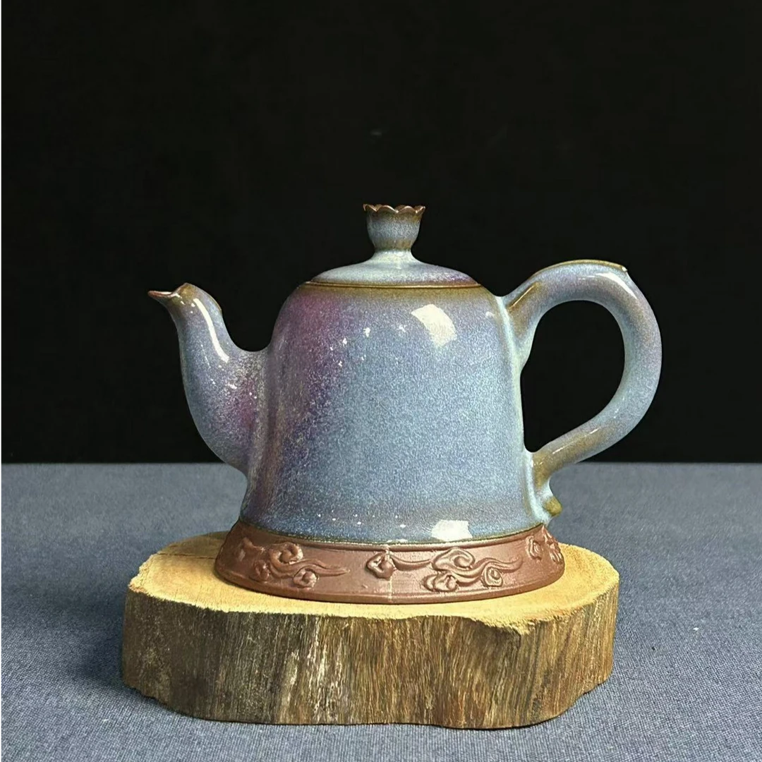 【孤品】高温烧原矿釉手工钧瓷单壶