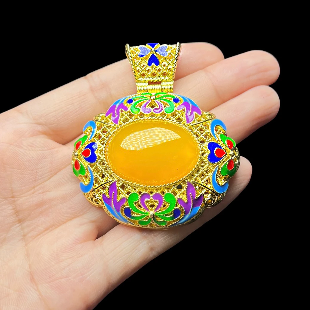 田黄玛瑙蛋面吊坠Y1319赠链礼盒(多样性发)