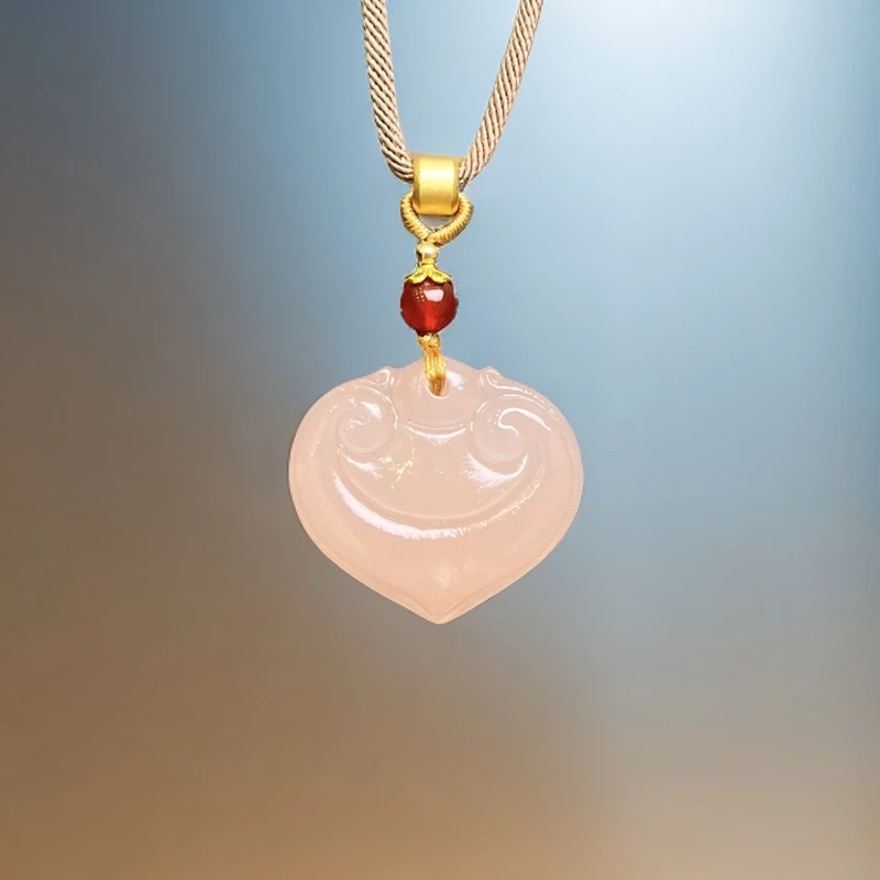 厚桩粉色爱心吊坠H02-12赠绳礼盒(多样性发)