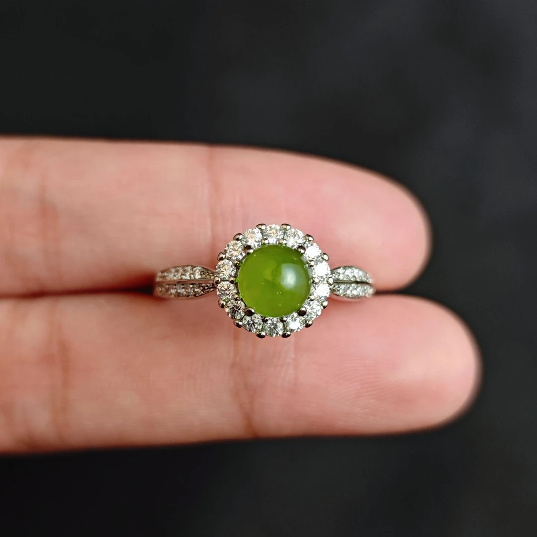 和田玉蛋面戒指C01-210赠礼盒(多样性发)