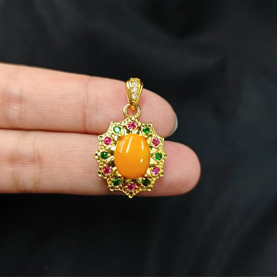 蜜蜡蛋面吊坠C07-36赠礼盒（多样性发）不含链