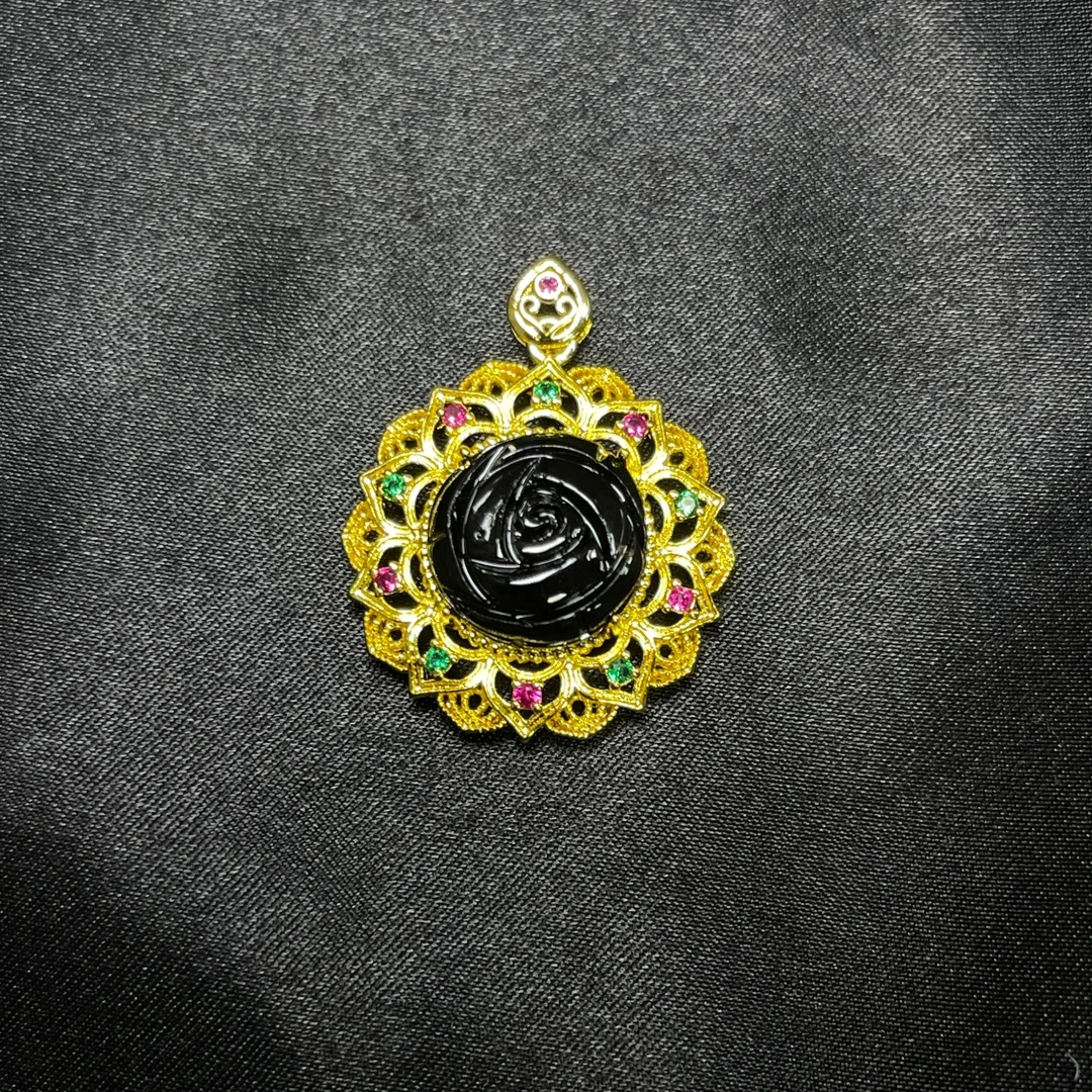 琥珀太阳花吊坠M605赠链礼盒(多样性发)