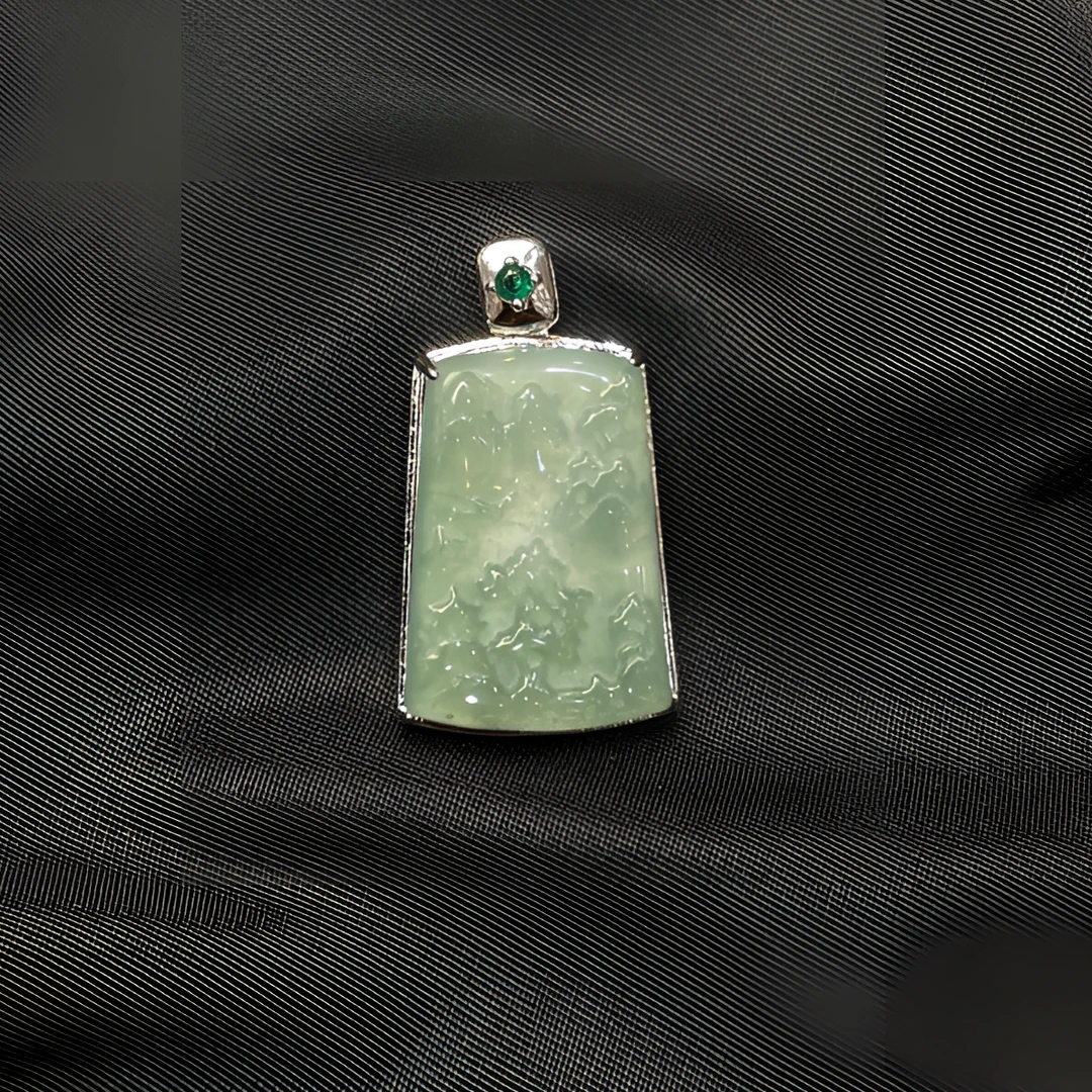 翡翠山水牌A33-02赠礼盒(多样性发)不含链