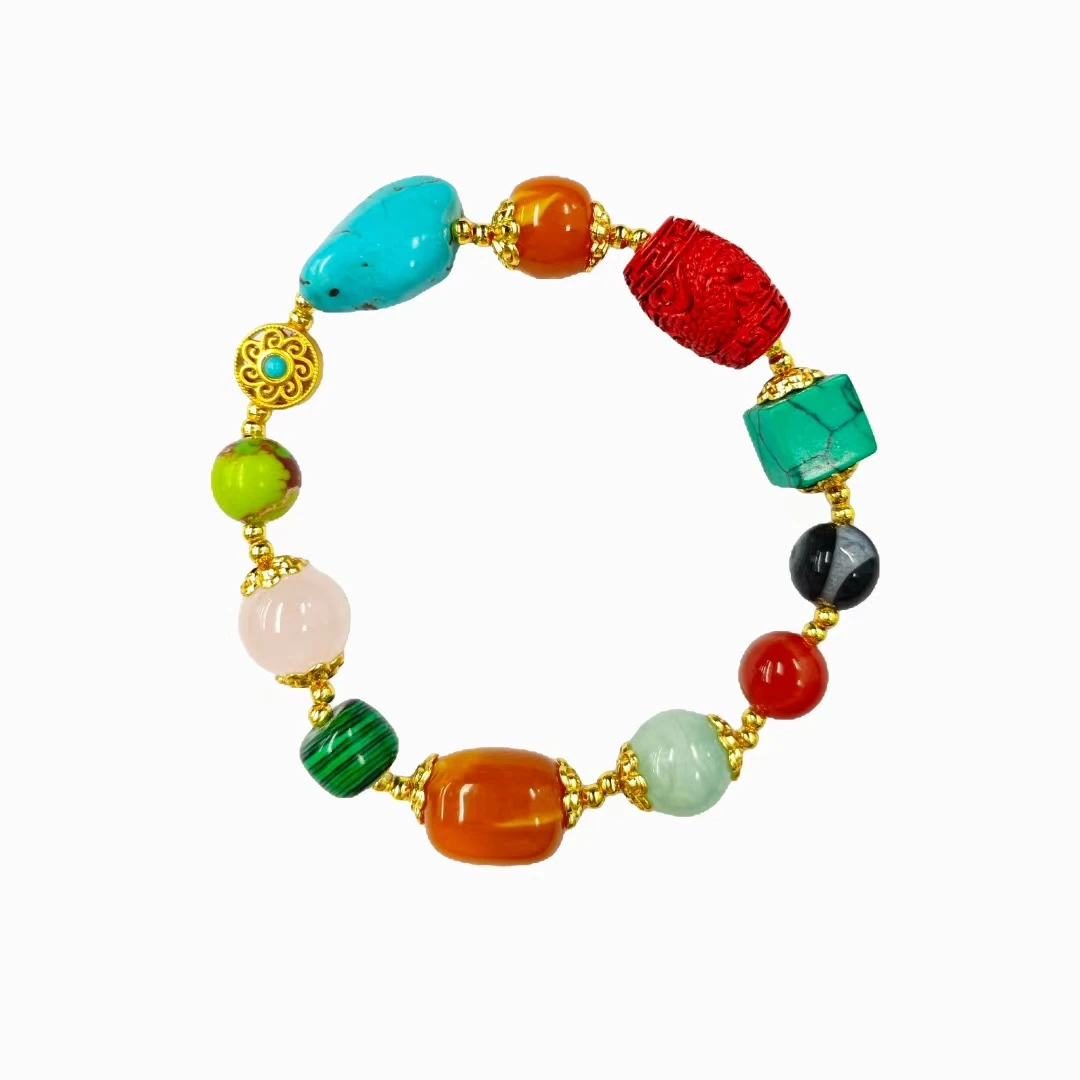 多宝红景天玛瑙手串A43-03赠礼盒（多样性发货）