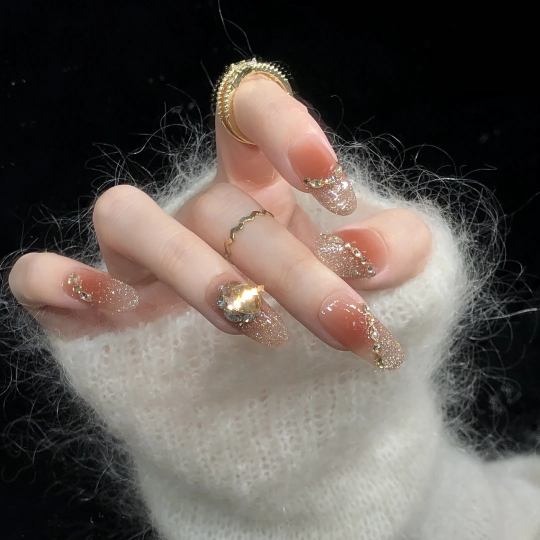 喵公子【秋沐暖阳】纯手工穿戴甲可拆卸美甲光疗甲