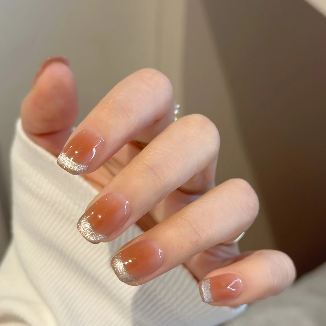 喵公子【蜜橘之夏】纯手工穿戴甲可拆卸美甲光疗甲