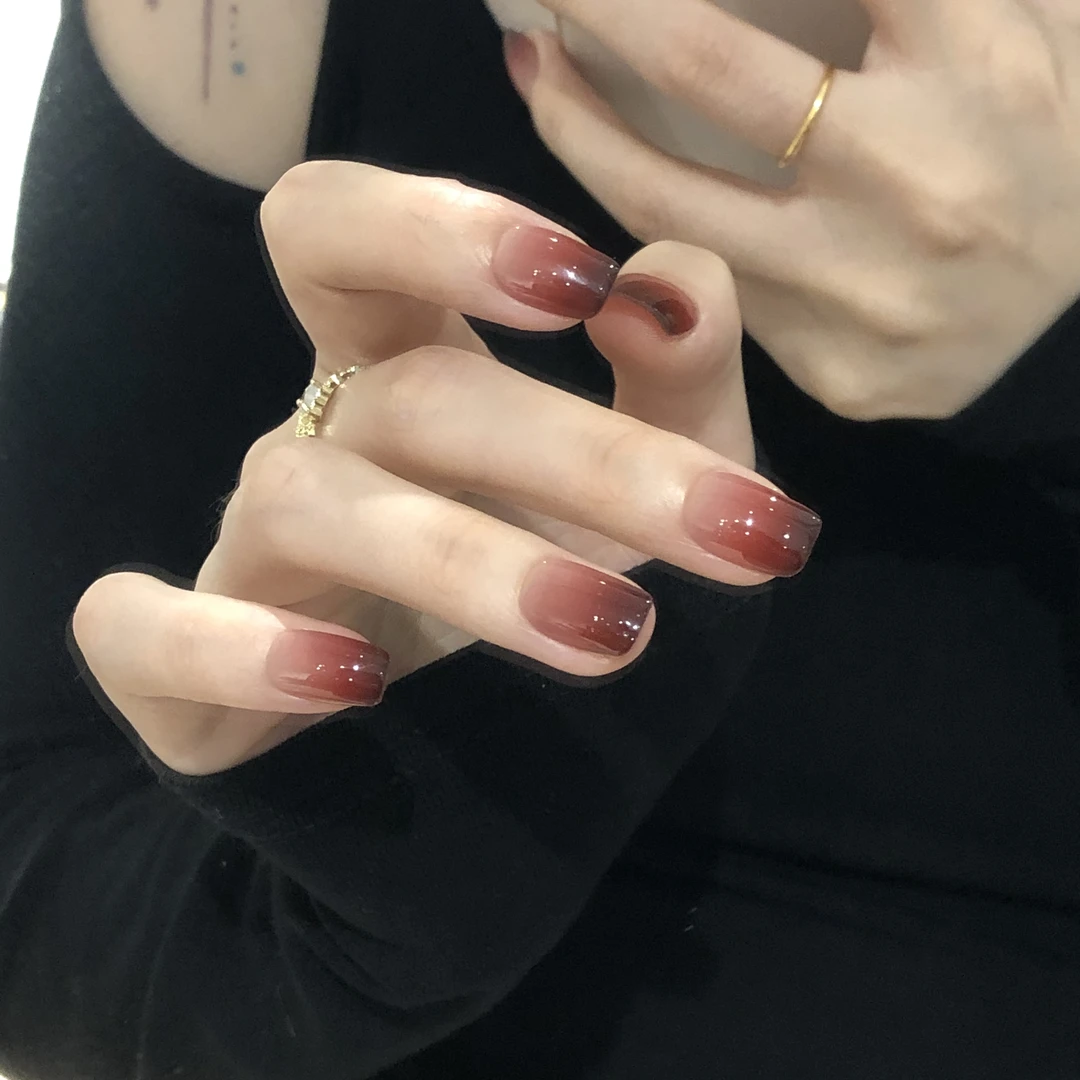 喵公子【红酒绯梦】纯手工穿戴甲可拆卸美甲光疗甲