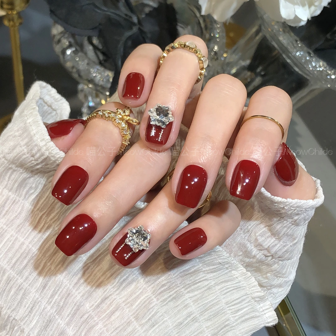 【十里红妆】【喵公子】纯手工穿戴甲可拆卸美甲光疗甲