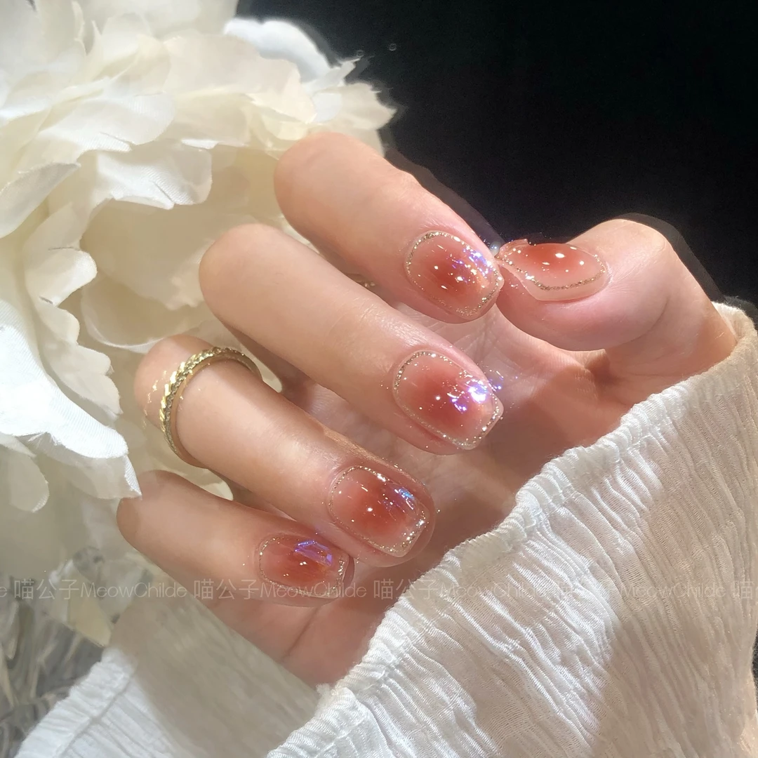 喵公子【红茶冻冻】【喵公子】纯手工穿戴甲可拆卸美甲光疗甲