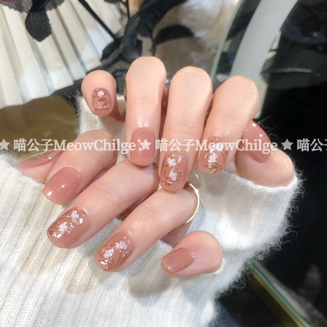 【铃兰】【设计师款】喵公子纯手工穿戴甲可拆卸美甲光疗甲