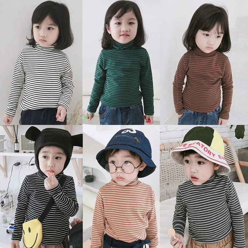 【肉包】春秋新款男宝宝长袖上衣女婴幼儿高领中小童装打底衫女童