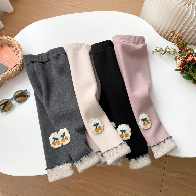 【肉包】女童打底裤百搭秋冬新款儿童加绒一体裤洋气外穿中小童女