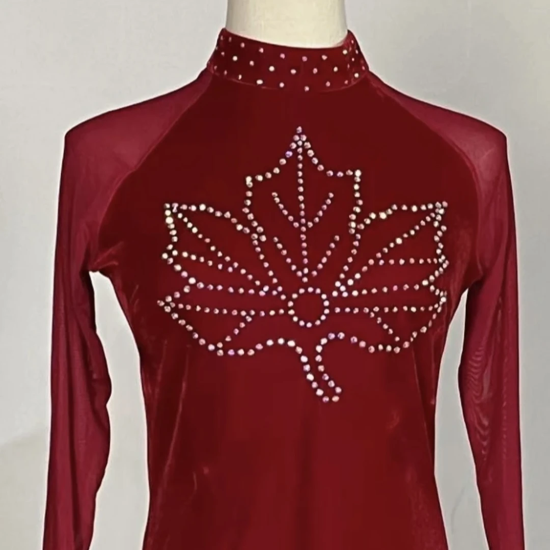 丽萍舞服22号款丝绒上衣舞蹈服显瘦镶钻时尚女士高领秋冬修身网红