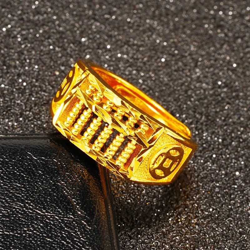 时尚百搭款男款霸气算盘戒指开口可调节