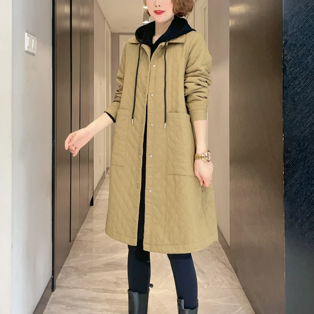 【现货】大码休闲风衣外套女中长款2025新款秋冬季时尚大衣春装