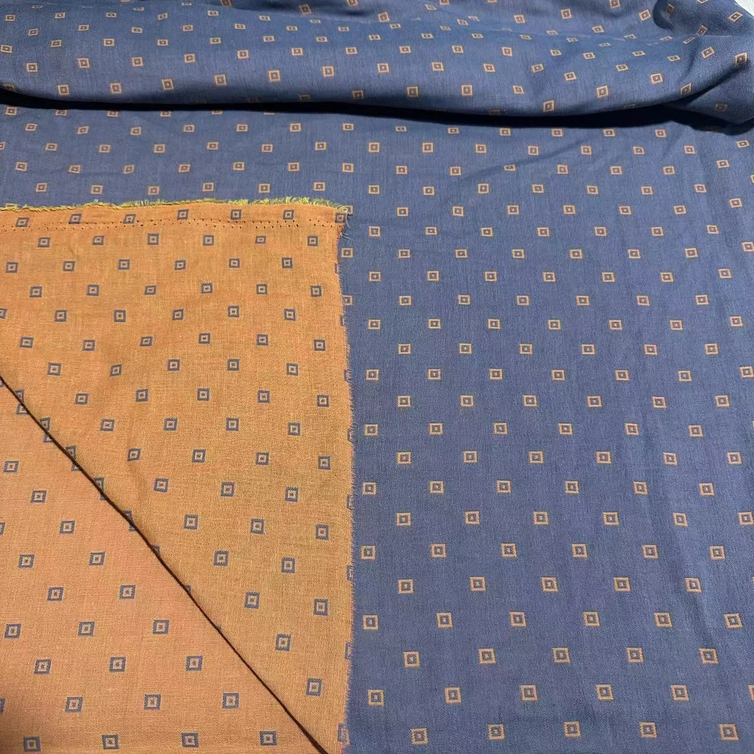 蓝色方块 2.5*2.5米布头  纯棉双层纱面料