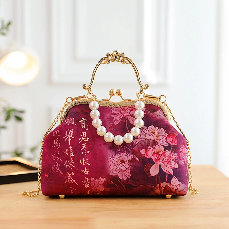 【高洁紫荷花朵手提】气质女士复古中国风民族风中式优雅单肩A324