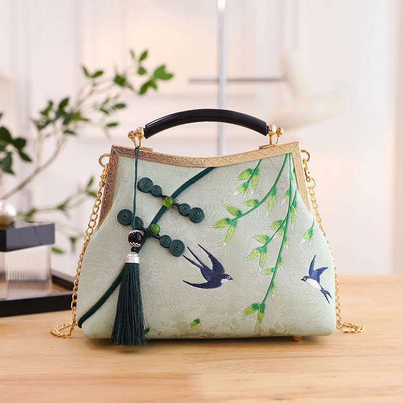 【燕归来】新中式国风旗袍马面裙搭配复古斜挎肩包国风刺绣包包A438