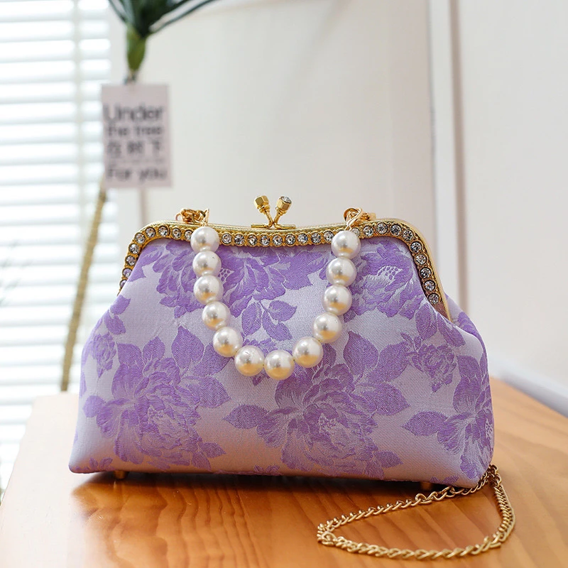 【花样年华】新中式国风旗袍马面裙搭配珠串手提斜挎单肩包刺绣A476