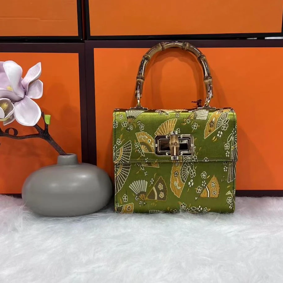 【小扇子竹节】轻奢时尚小众ol复古百搭手提包盒子包腋下经典A709