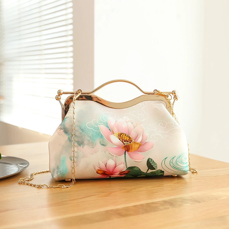 【濯波粉莲】新中式国风旗袍马面裙搭配复古时尚手提斜挎单肩包A388