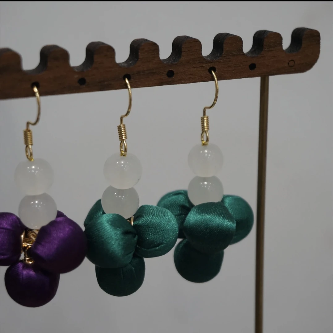 非金属布艺耳饰 【香云纱耳环】