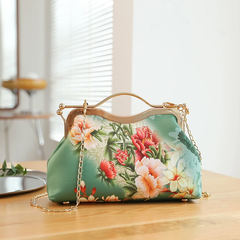 【翠绿国色】新中式国风旗袍马面裙搭配复古时尚手提斜挎单肩包A313