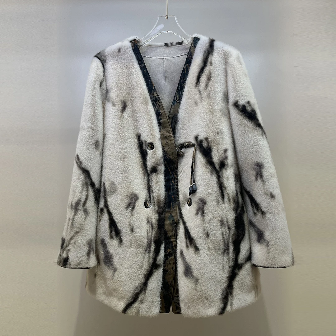 新中式轻国风外套女短款加厚刺绣毛茸茸上衣G2329