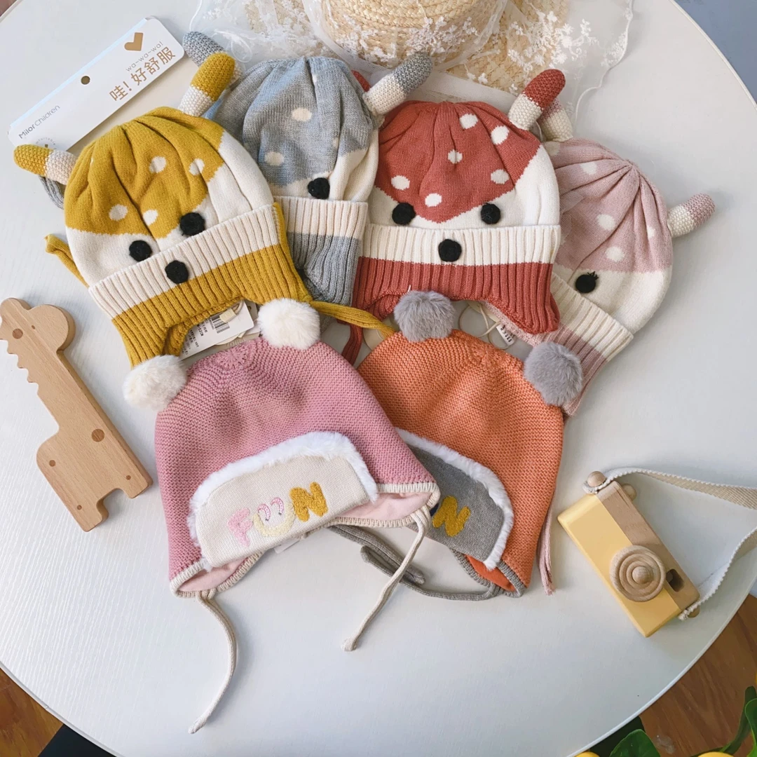 2202米乐熊宝宝双层毛线帽儿童用品帽子休闲圆顶2192