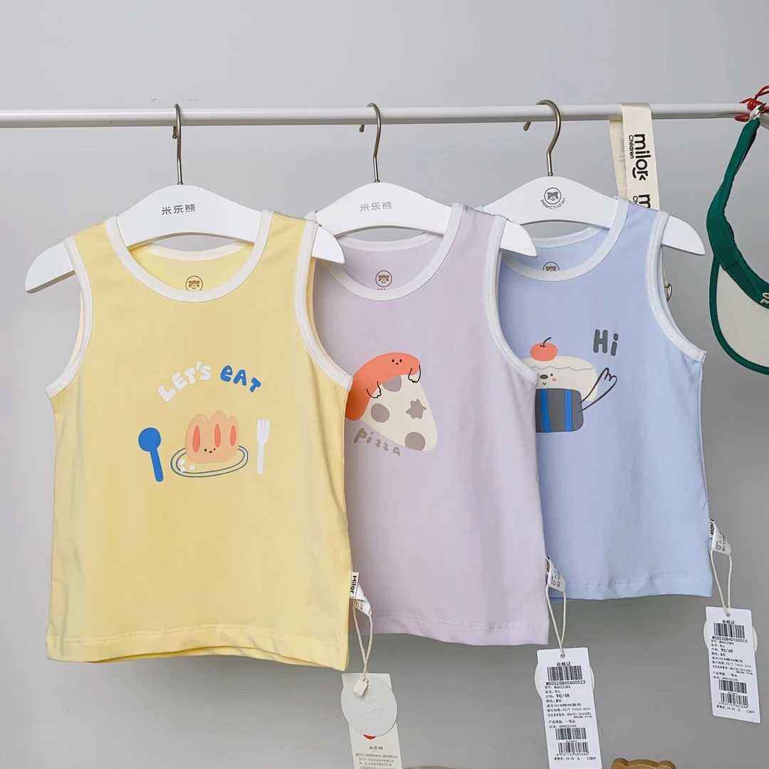 0524米乐熊 男女宝背心上衣夏季儿童童装无袖