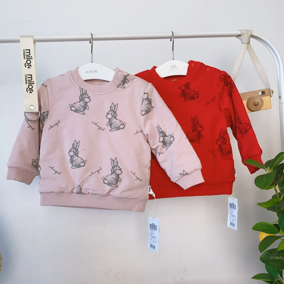 3006【加棉】米乐熊男女宝宝套头加棉加厚卫印花衣MW3006SD12秋冬