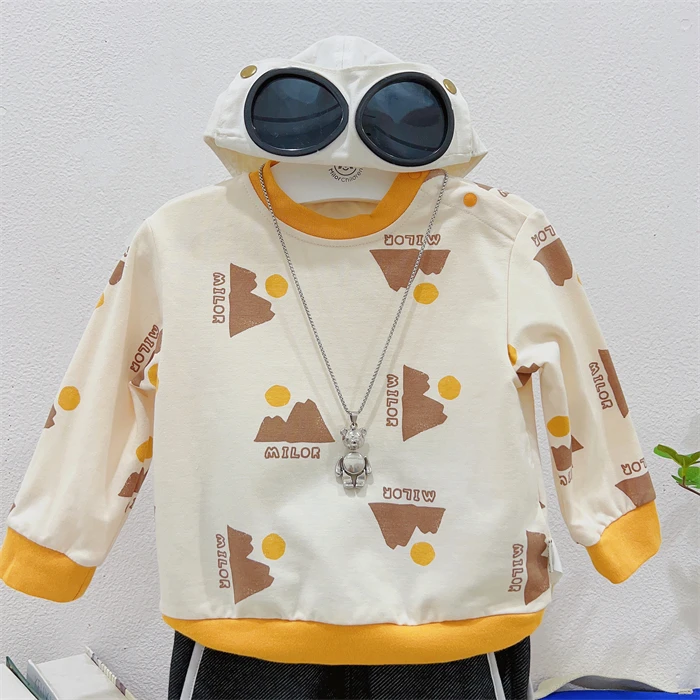 1308米乐熊男女童春秋款儿童卫衣新宝宝圆领印花上衣 MW1308SC13