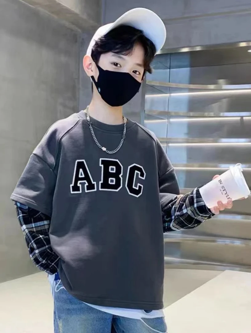 儿童装男童春装卫衣春秋款2024新款中大童炸街春季上衣男孩潮A001