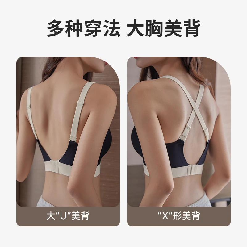【大胸美背】夏季无痕舒适果冻条内衣大胸显小收副乳调整型文胸女