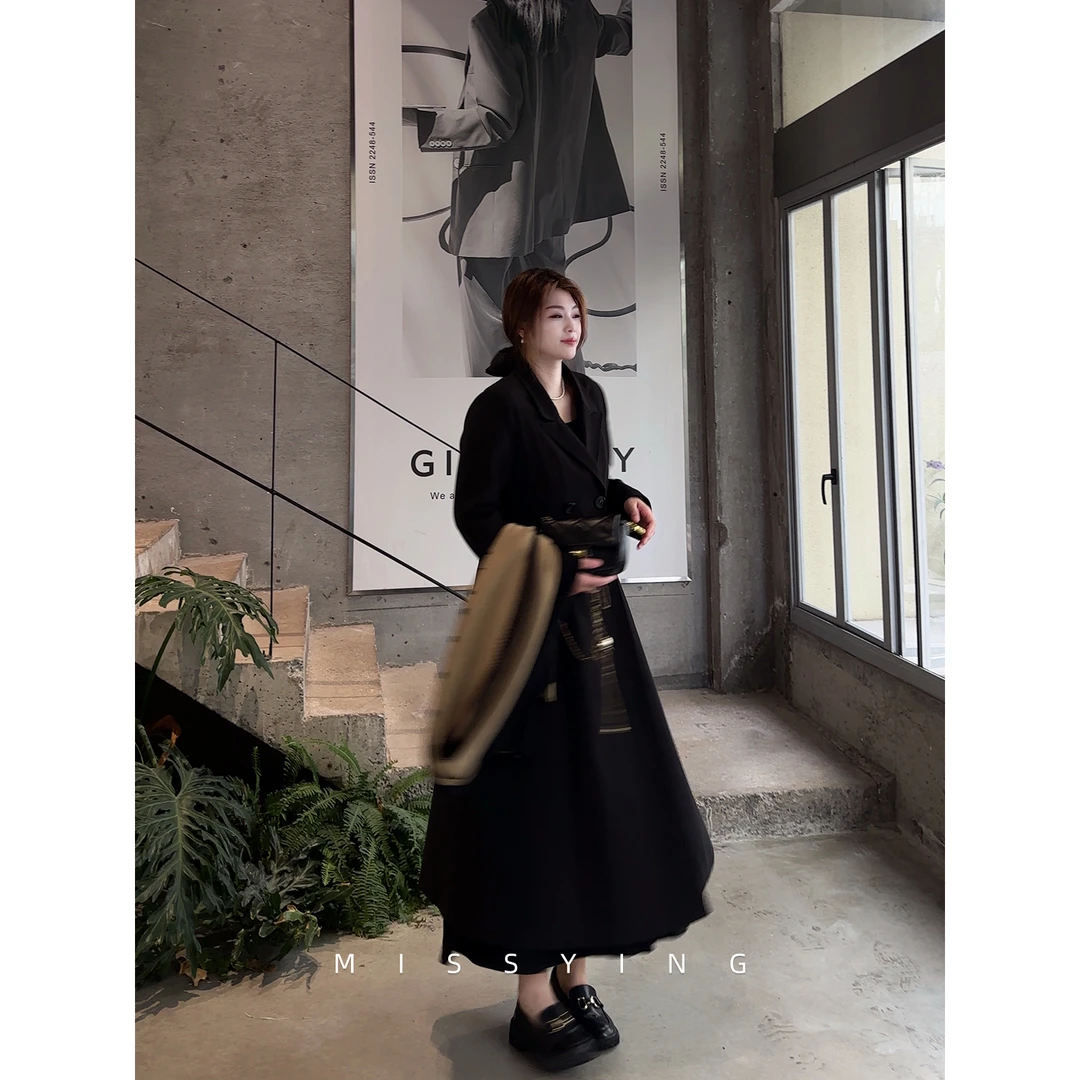 心怡私服【知寒】微胖大码韩版显瘦复古风气质百搭宽松秋冬毛呢大衣