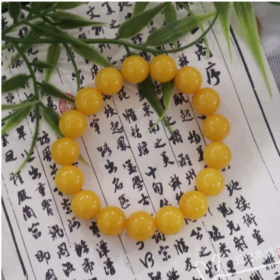 W033古巴新蜜   纯色圆珠手串12mm+