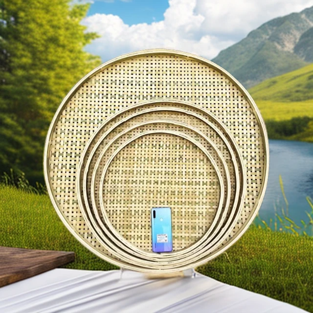 粗孔孔竹编簸箕豆腐筛茶叶晾青萎凋食品干货药材陈皮晾晒装饰