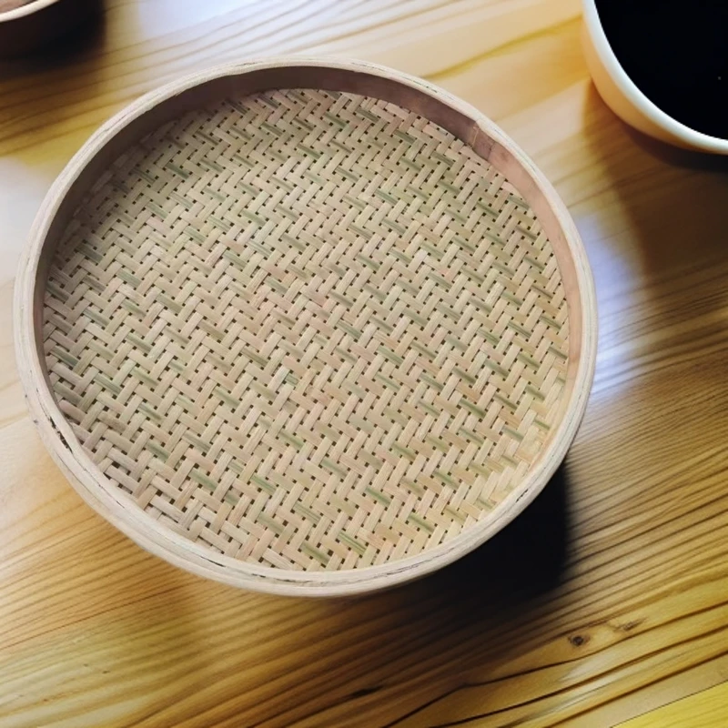 竹编园簸箕细孔家用米筛水筛果蔬干货药材晾晒烘干装饰绘画竹制品