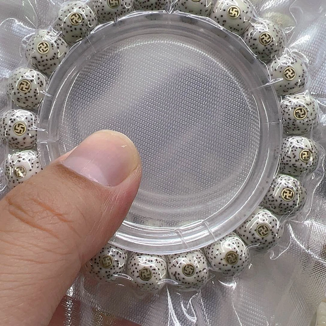 星月菩提手串77王者原脂白星月菩提单圈万字11