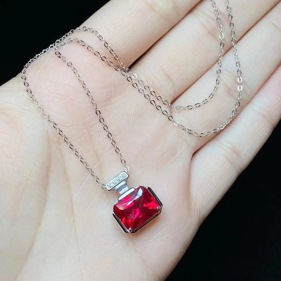 培育红宝石【云上叙】24 V20817-S925银培育红宝石项链10×7mm（东哥）