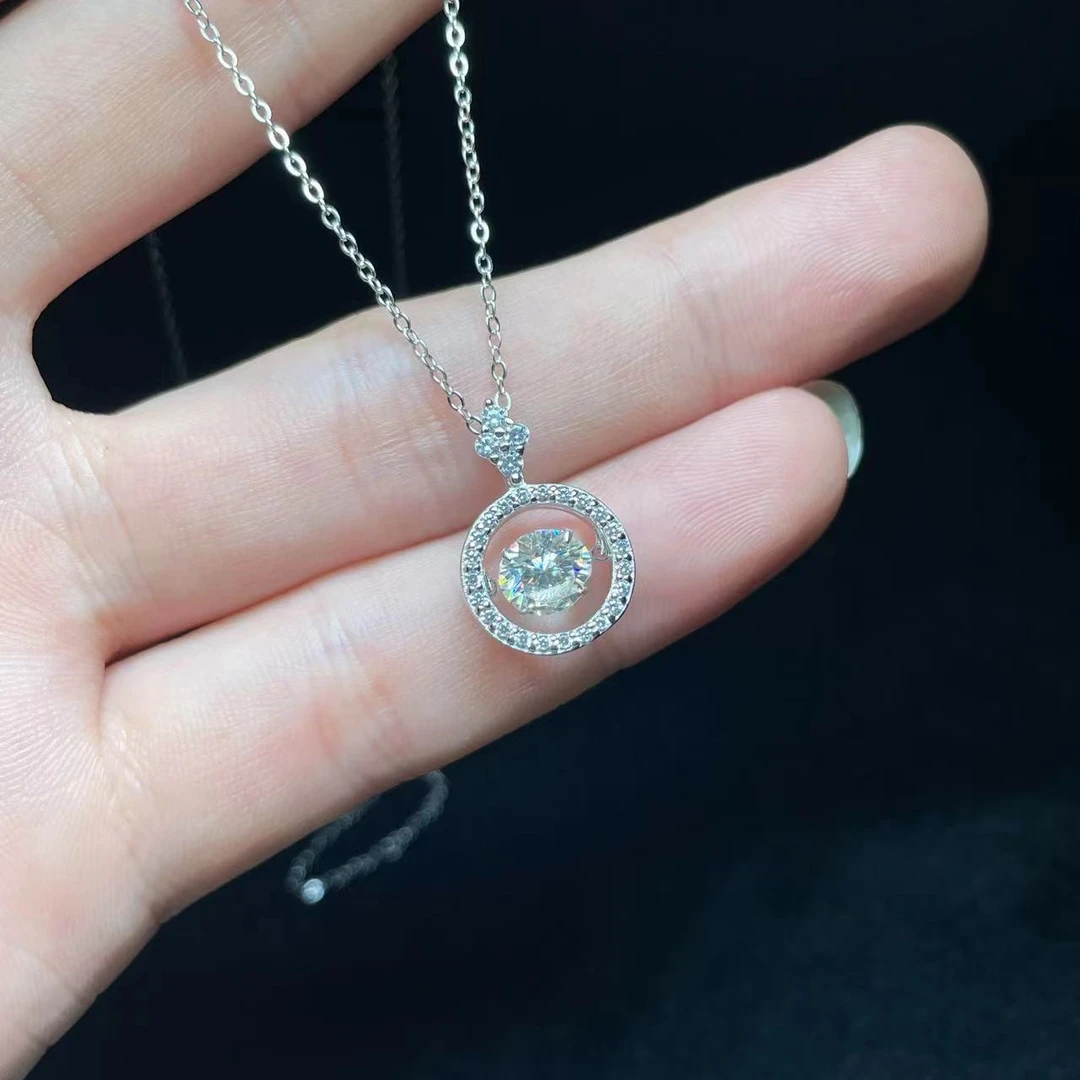 吊坠925银 【云上叙】V30357-S-S925银镶嵌莫桑石吊坠-5.5mm（甄选）