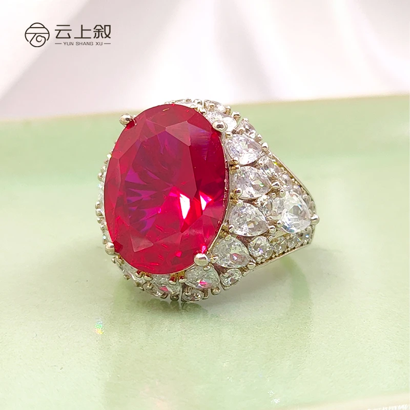 925银合成锆石戒指 【云上叙】红色合成锆戒指XY157-20*21mm（商城）