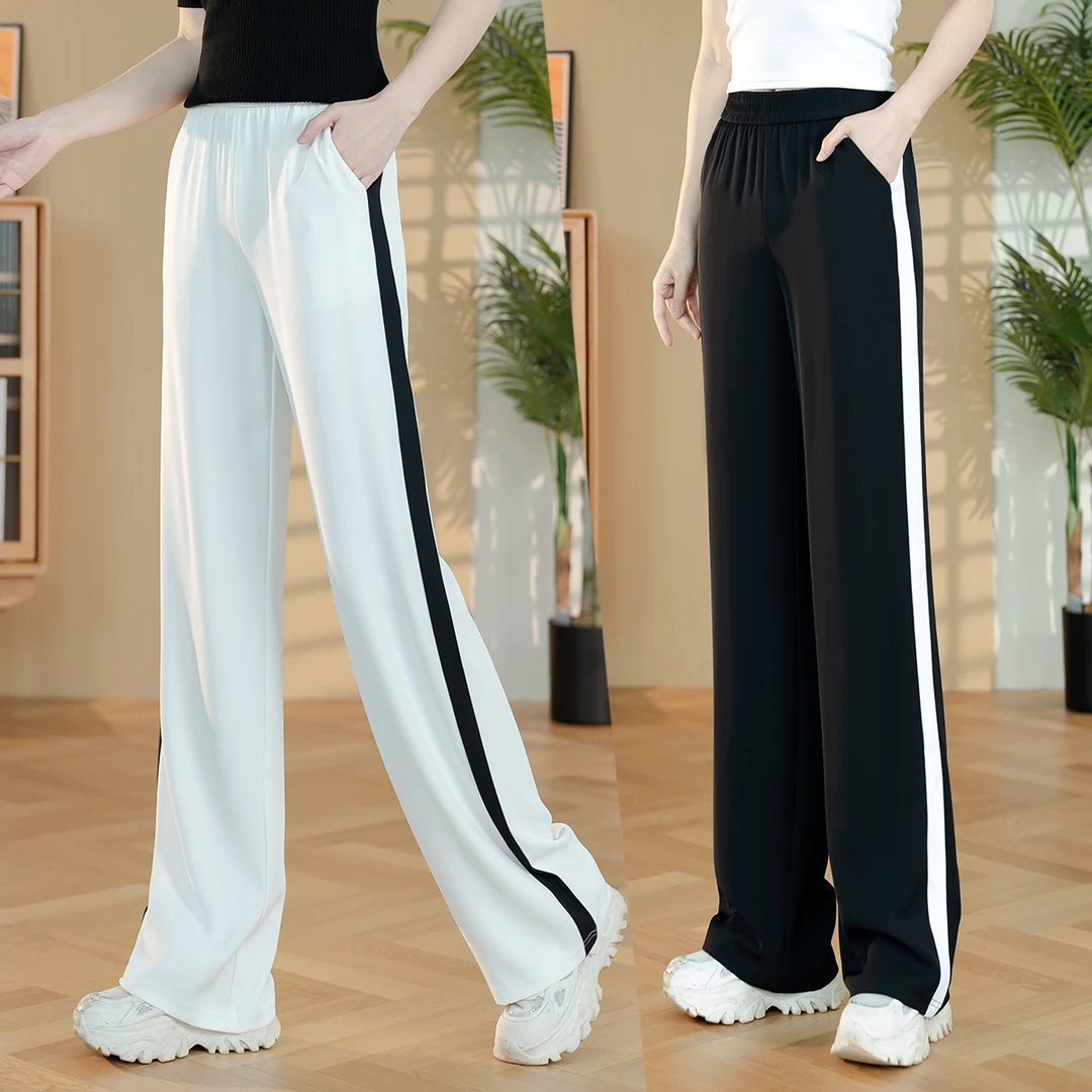 夏季冰冰凉凉 新款遮胯显瘦通勤直筒宽松阔腿裤免烫垂感休闲裤女