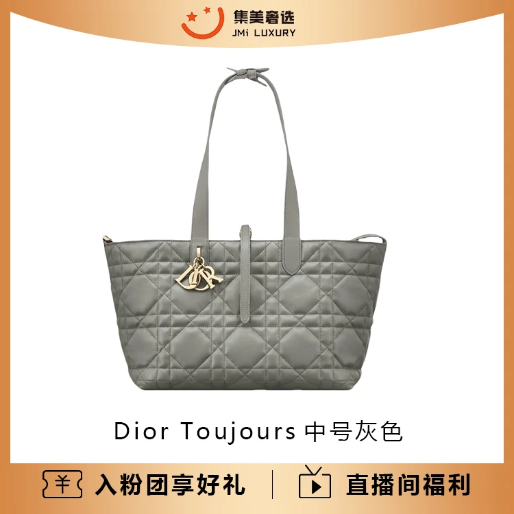 99新 DIOR/迪奥 Dior toujours中号灰色时尚包/JM7383