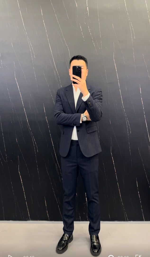 【条纹双扣套装*】西服男结婚上班主持修身高品质抗皱商务休闲西服