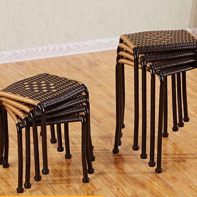 藤编凳子编织椅子塑料矮凳小板凳换鞋凳家用儿童方凳创意成人餐椅