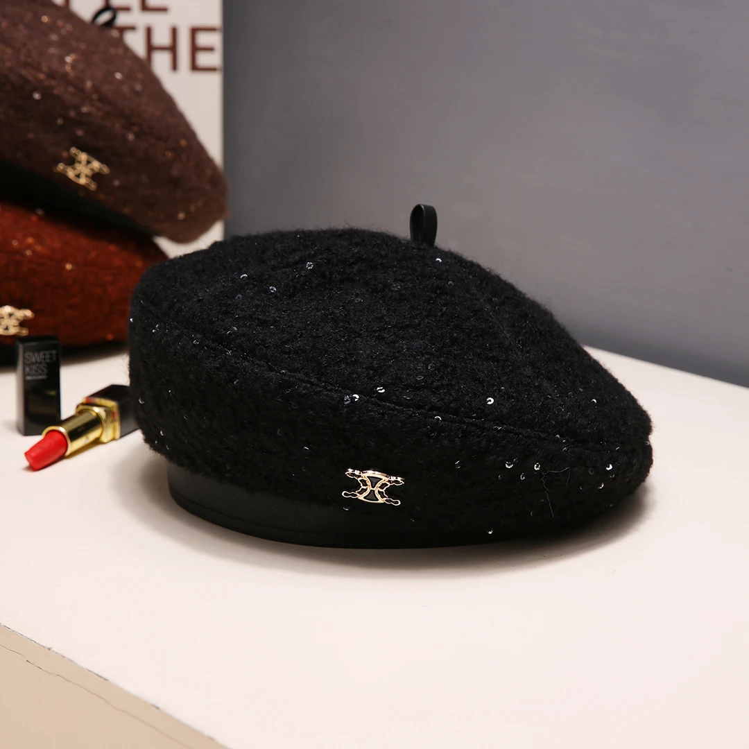 毛呢贝雷帽秋冬款女2024新款网红大头围显脸小保暖蓓蕾画家帽百搭