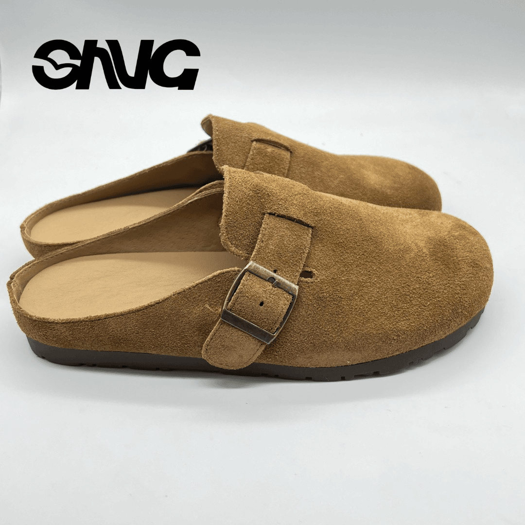 Shug勃肯经典马衔扣百搭四季软底外穿正版头层牛皮博肯鞋半拖鞋
