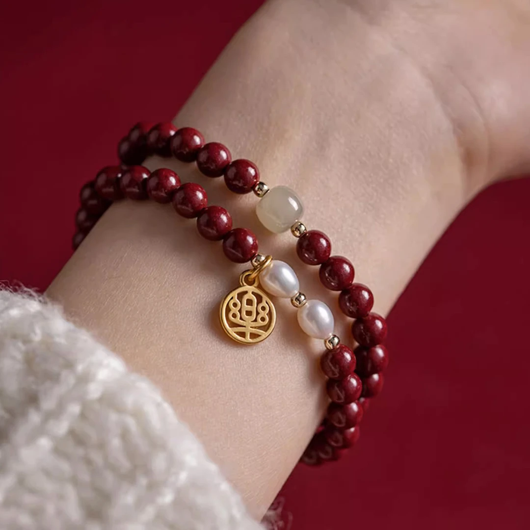 辰砂（处理）朱砂时尚女士简约优雅手串气质百搭红色复小众H4604